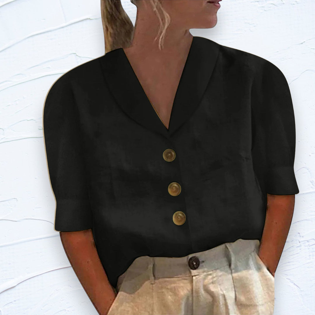 Arabella - Elegantes T-Shirt aus Baumwolle und Leinen für Frauen
