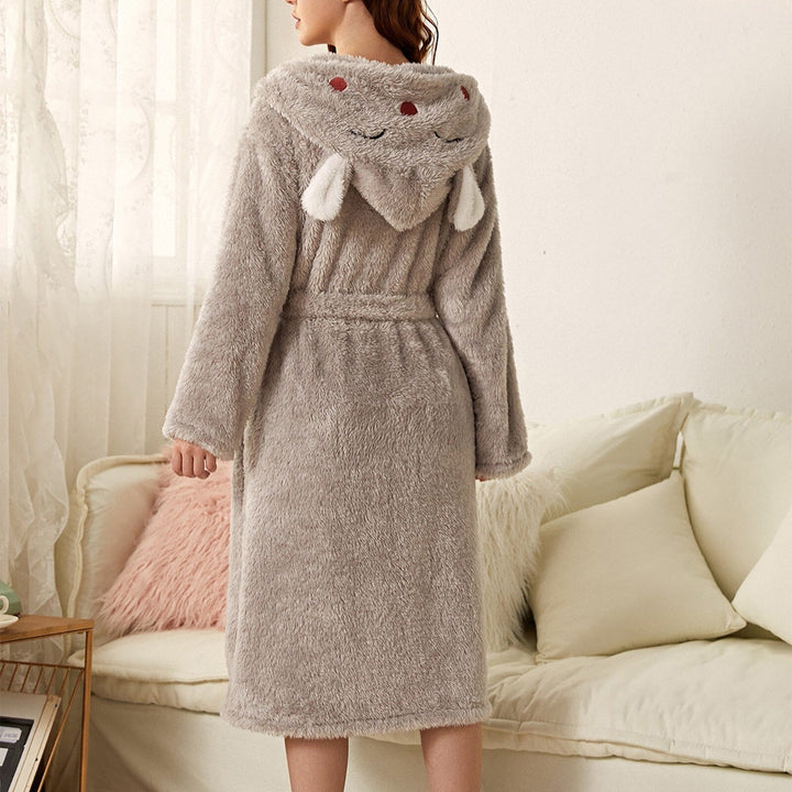 Brinley - Stylish Hooded Bathrobe in Thick Flannel for Women for a Cozy Autumn!