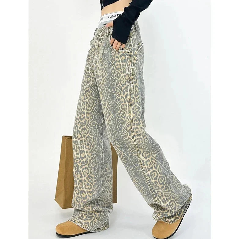 Gilda - Pantalon rétro stylé avec imprimé léopard tendance