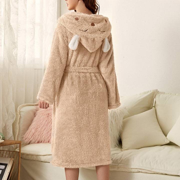 Brinley - Stylish Hooded Bathrobe in Thick Flannel for Women for a Cozy Autumn!