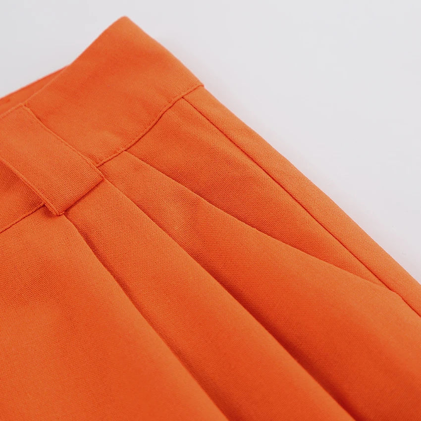 Evelien | Pantalon en lin orange stylé pour femmes, look estival parfait