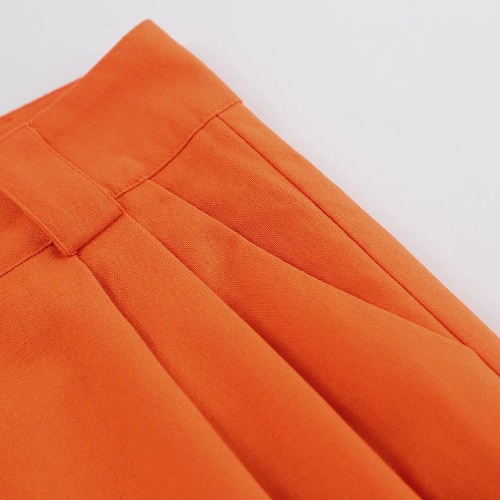 Evelien | Pantalon en lin orange stylé pour femmes, look estival parfait