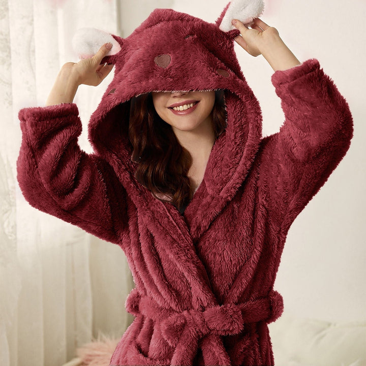 Brinley - Stylish Hooded Bathrobe in Thick Flannel for Women for a Cozy Autumn!