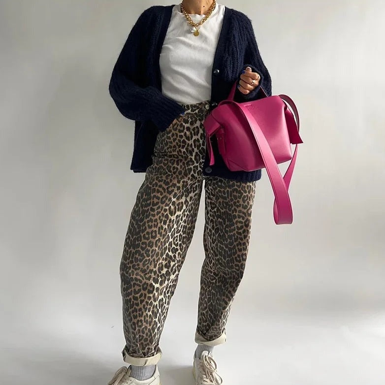Bonnie - Retro-Jeans mit Leopardenmuster für einen verspielten Look