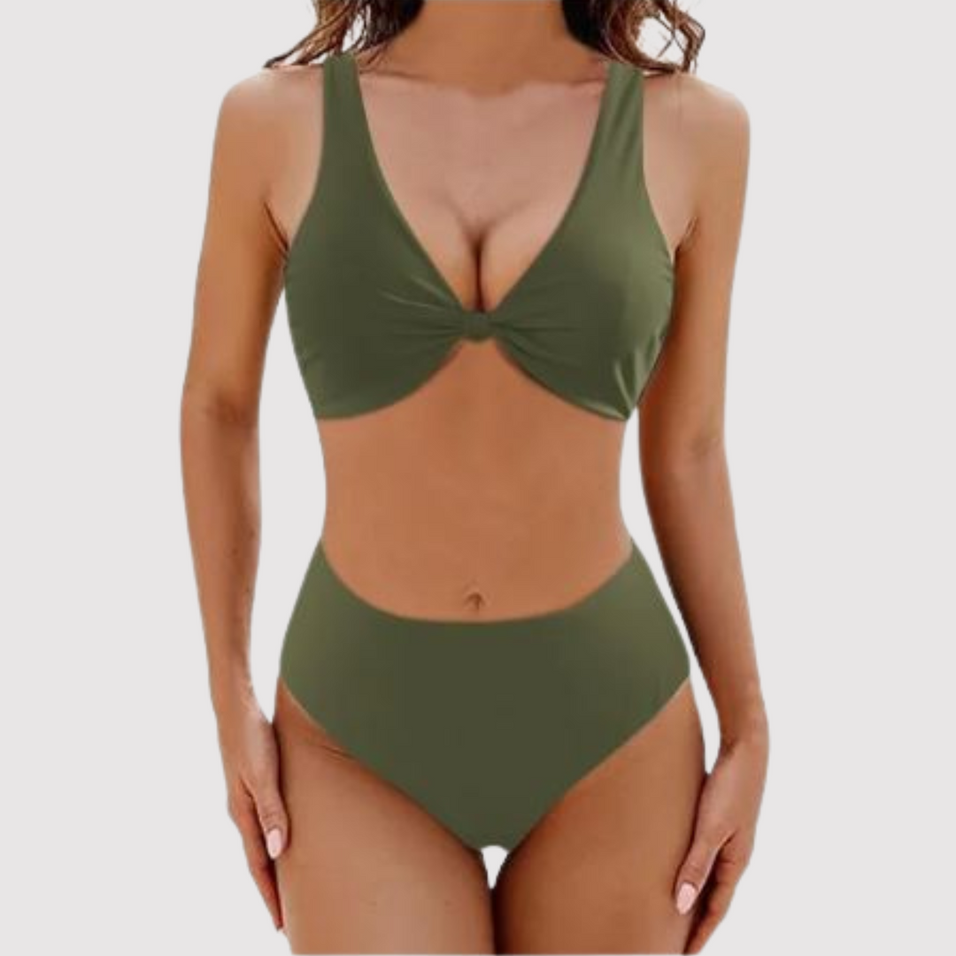 Harrieta - Stylish Simple Swimsuit with a Seductive Deep V-Neck