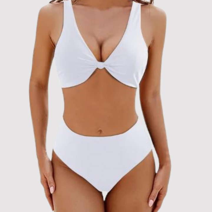 Harrieta - Stylish Simple Swimsuit with a Seductive Deep V-Neck