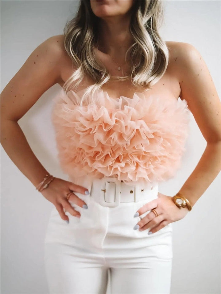 Top bustier rose raffiné pour femmes - un incontournable pour toutes les occasions !