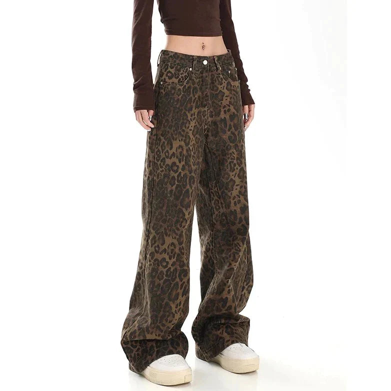 Gilda - Pantalon rétro stylé avec imprimé léopard tendance
