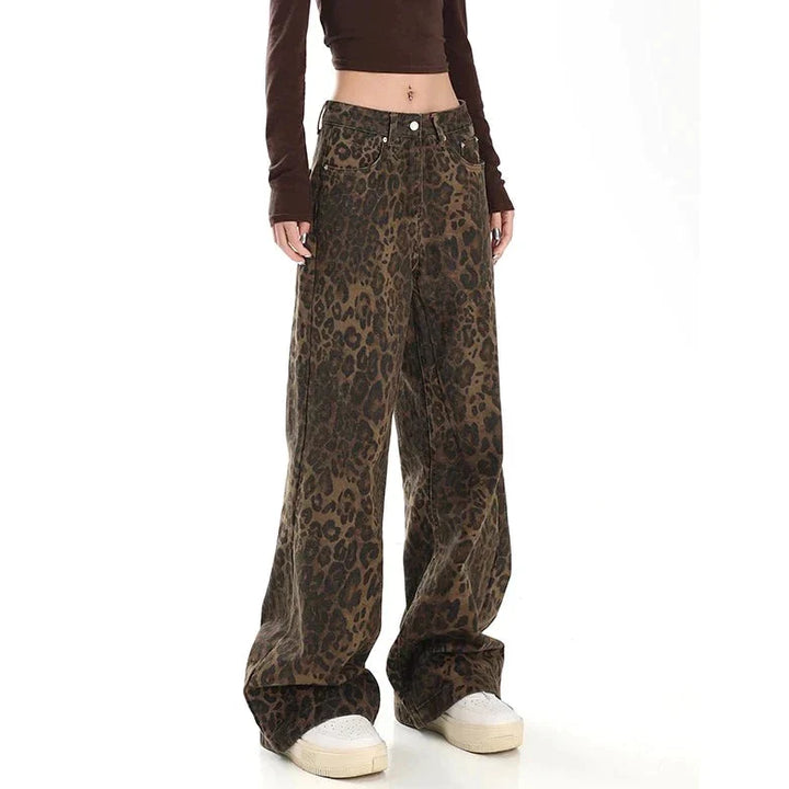 Gilda - Pantalon rétro stylé avec imprimé léopard tendance