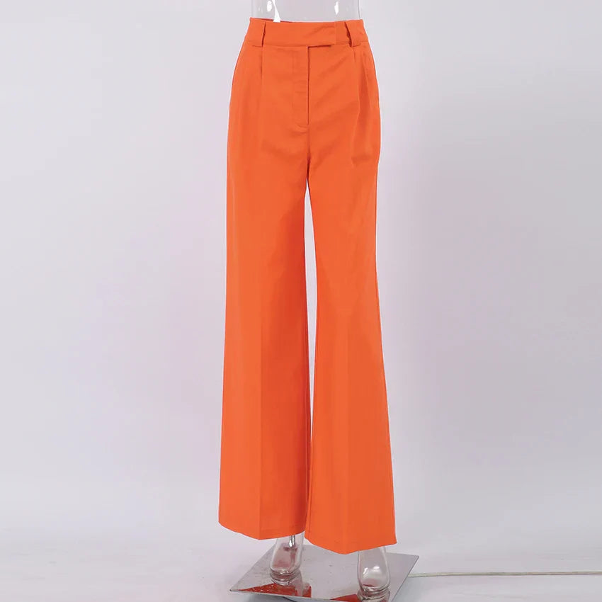 Evelien | Pantalon en lin orange stylé pour femmes, look estival parfait