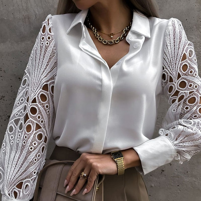 Elin - Blouse pour femmes à la fois tendance et confortable avec de fines dentelles