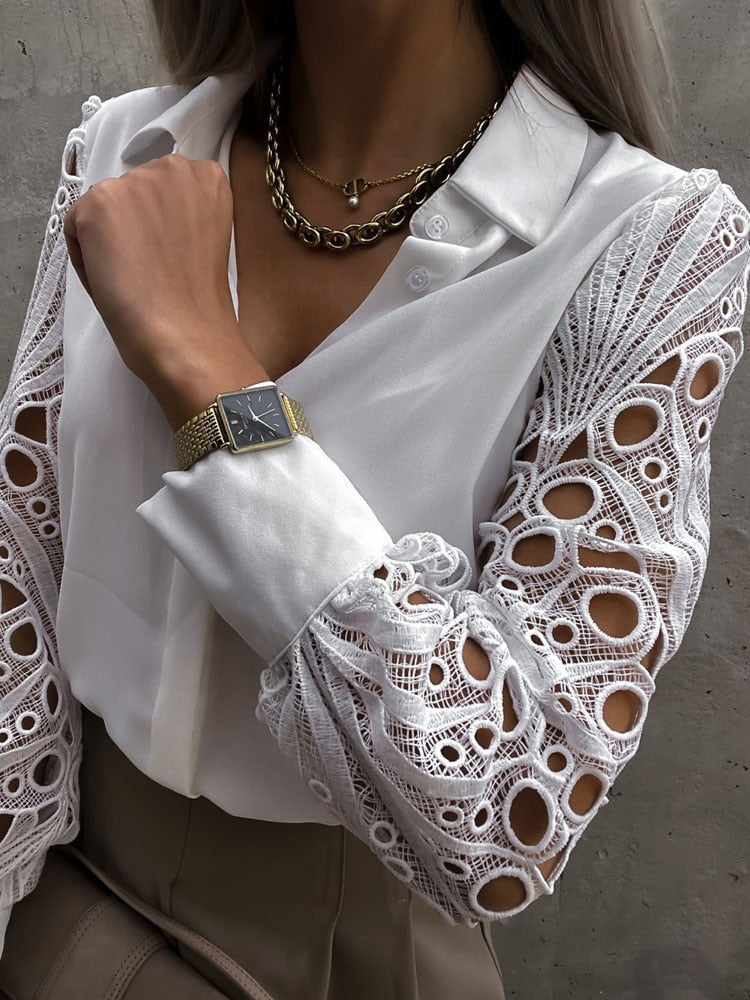 Elin - Blouse pour femmes à la fois tendance et confortable avec de fines dentelles