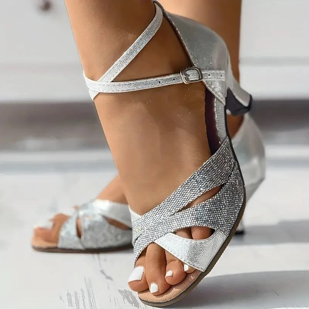 Gianna - Sandales femme glamour avec talon pailleté étincelant