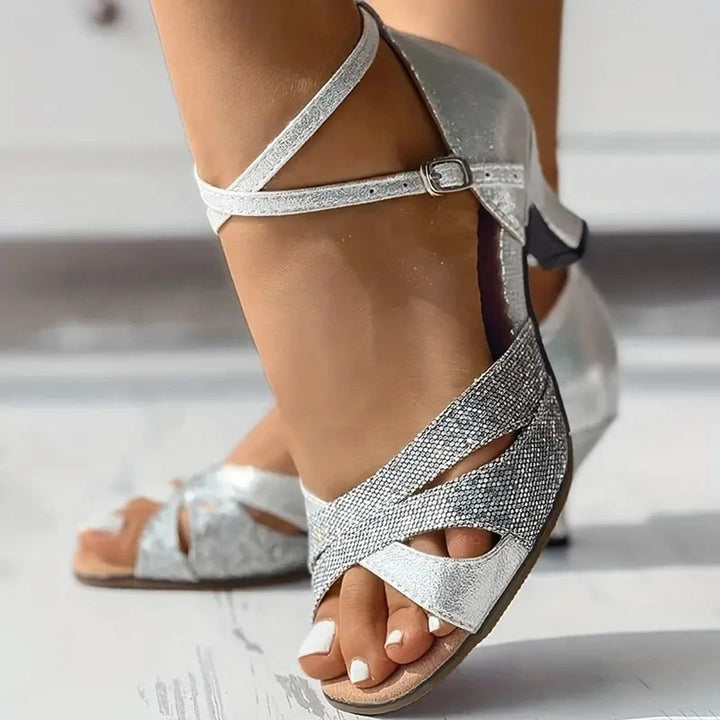 Gianna - Sandales femme glamour avec talon pailleté étincelant