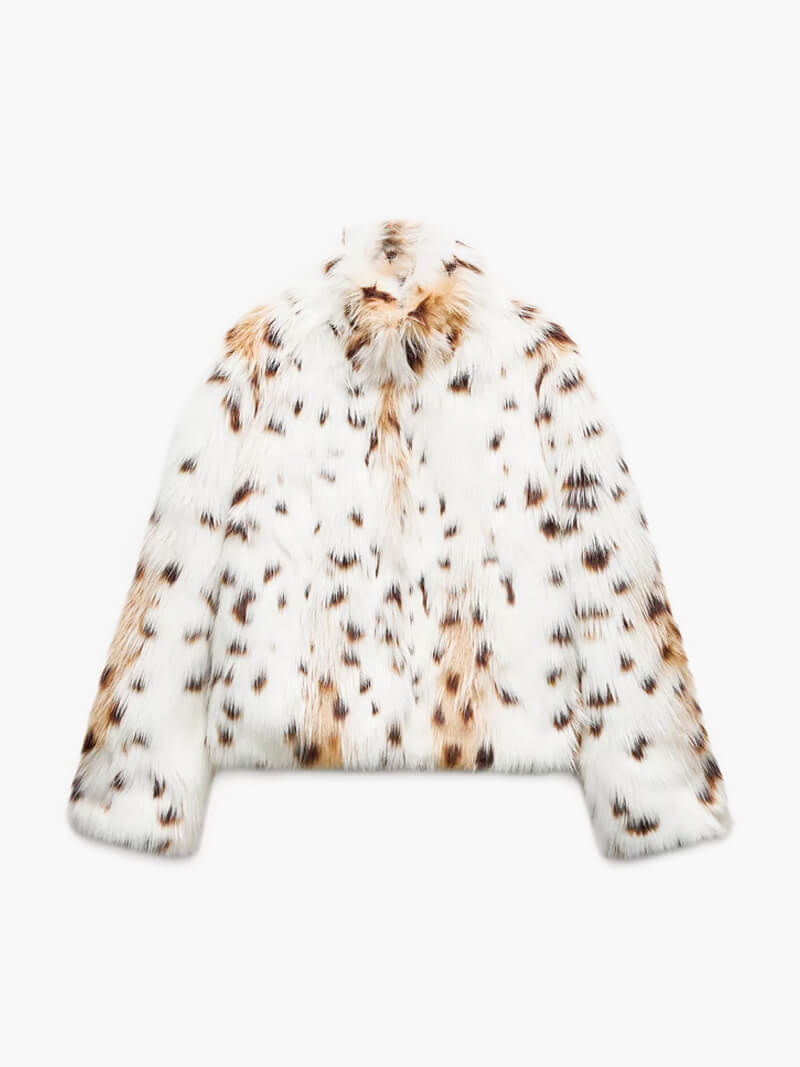 Audrey™ - Veste en fourrure à motif léopard