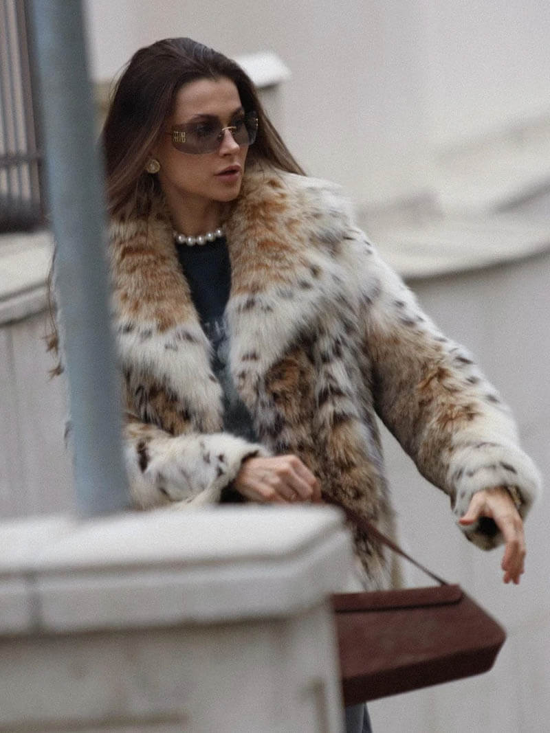 Audrey™ - Veste en fourrure à motif léopard