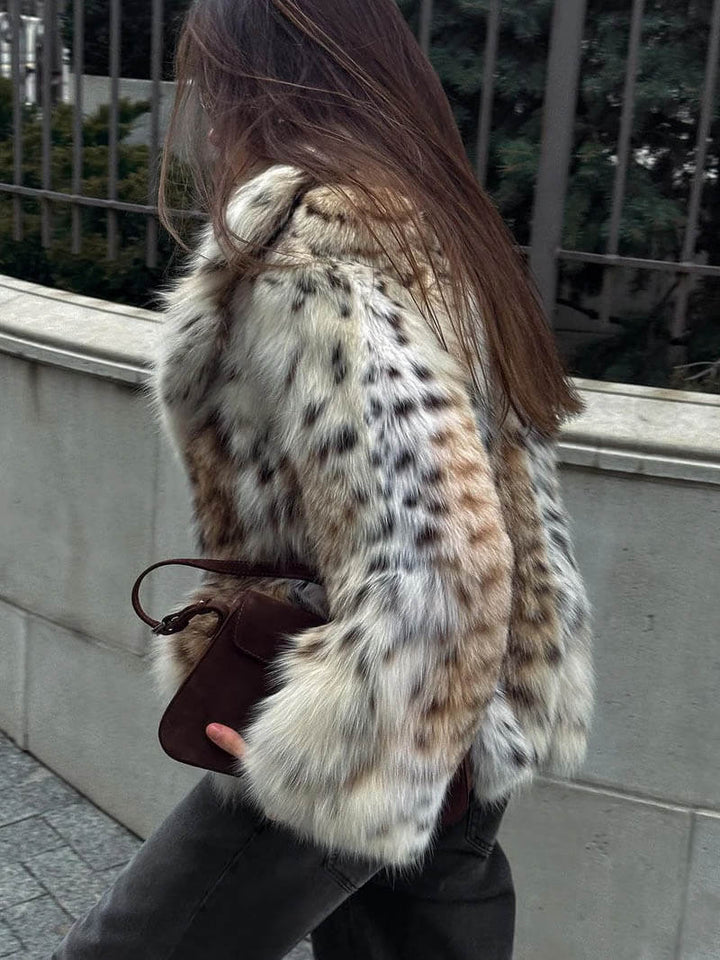 Audrey™ - Veste en fourrure à motif léopard