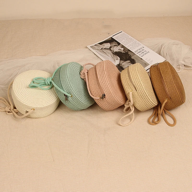 Sac bandoulière rond élégant tissé à la main avec fermeture éclair par Angel