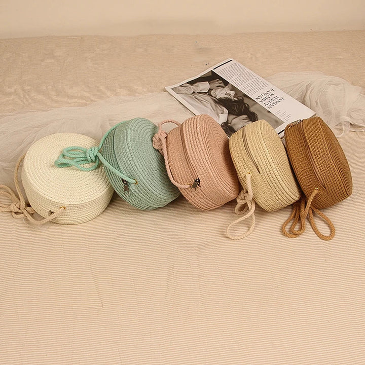 Sac bandoulière rond élégant tissé à la main avec fermeture éclair par Angel