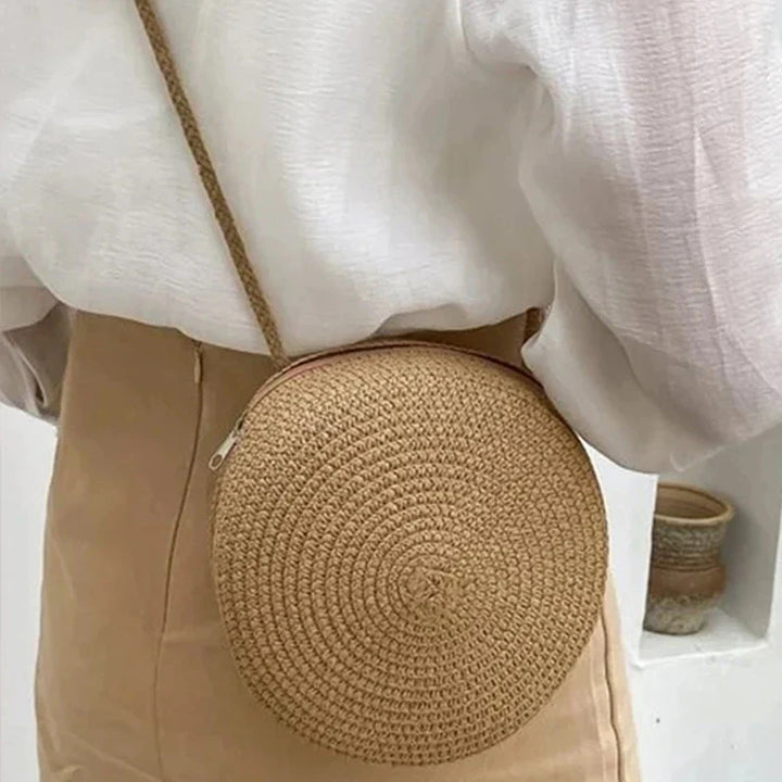 Sac bandoulière rond élégant tissé à la main avec fermeture éclair par Angel