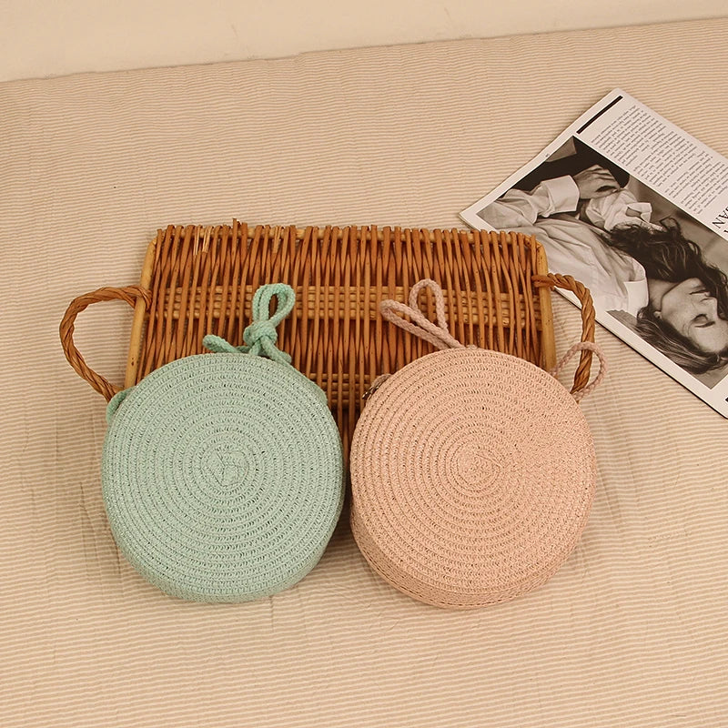 Sac bandoulière rond élégant tissé à la main avec fermeture éclair par Angel