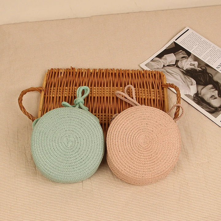 Sac bandoulière rond élégant tissé à la main avec fermeture éclair par Angel