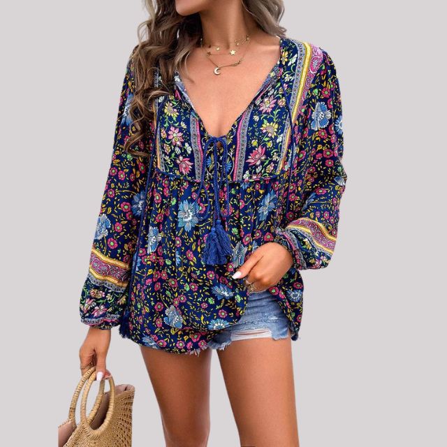 Kara - Blouse bohème élégante avec imprimé paisley charmant pour femmes