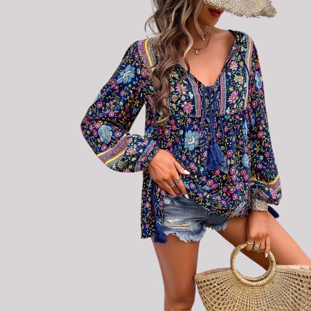Kara - Blouse bohème élégante avec imprimé paisley charmant pour femmes