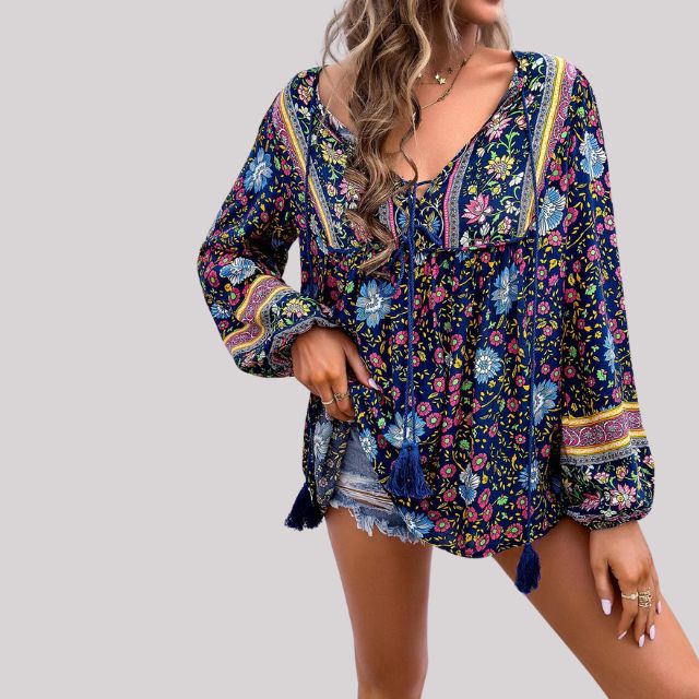 Kara - Blouse bohème élégante avec imprimé paisley charmant pour femmes
