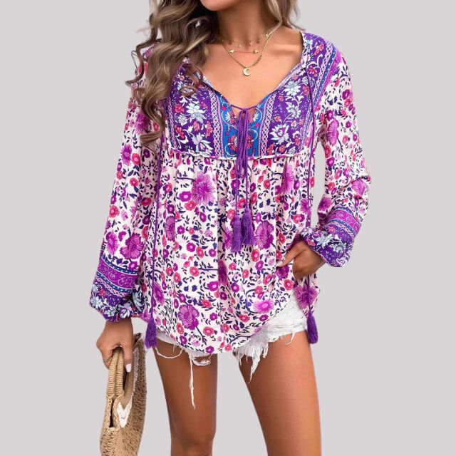 Kara - Blouse bohème élégante avec imprimé paisley charmant pour femmes