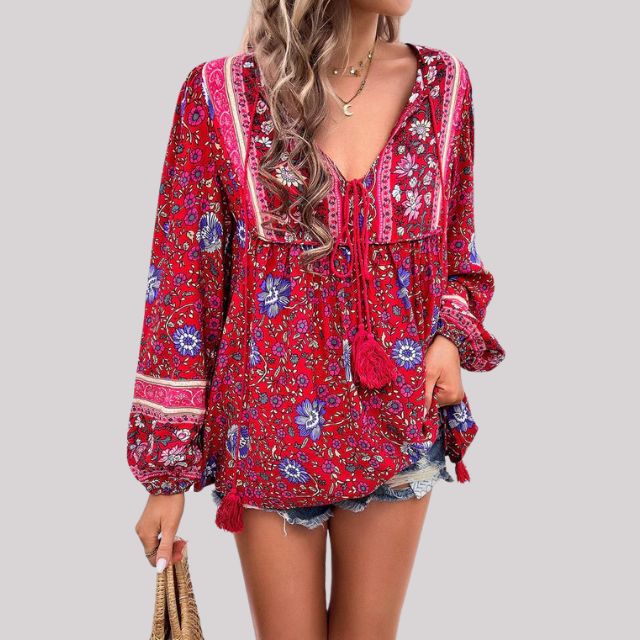 Kara - Blouse bohème élégante avec imprimé paisley charmant pour femmes