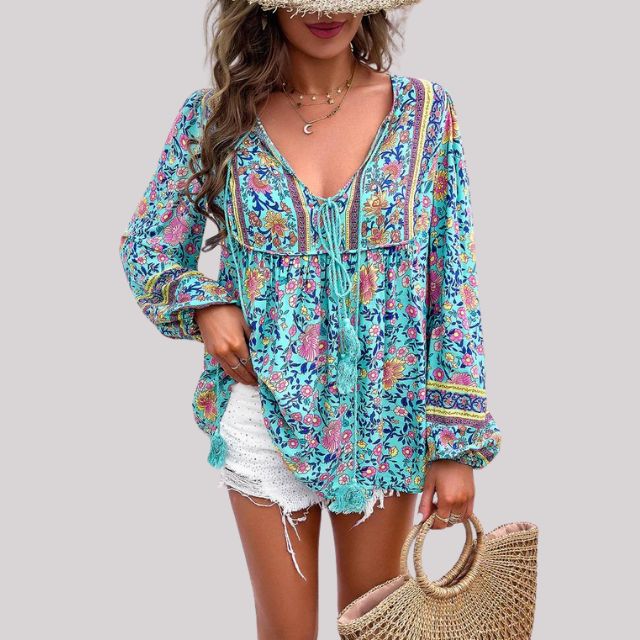 Kara - Blouse bohème élégante avec imprimé paisley charmant pour femmes