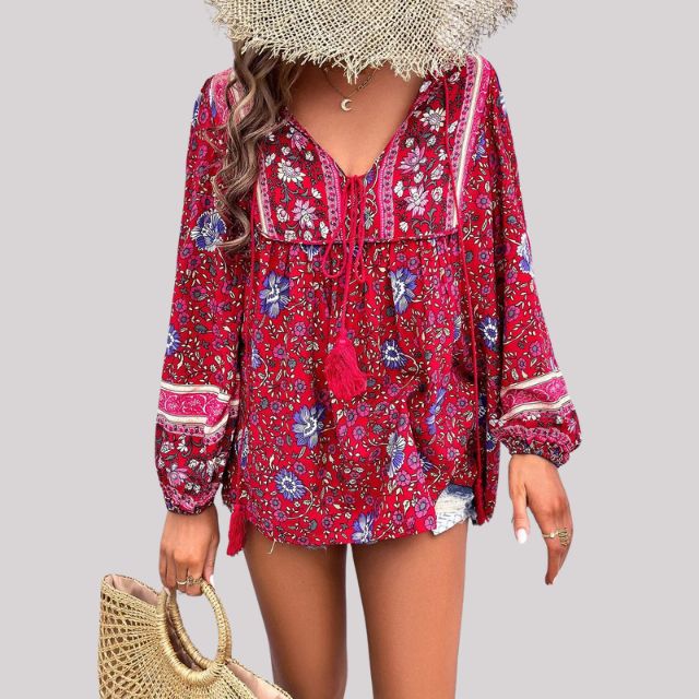 Kara - Blouse bohème élégante avec imprimé paisley charmant pour femmes