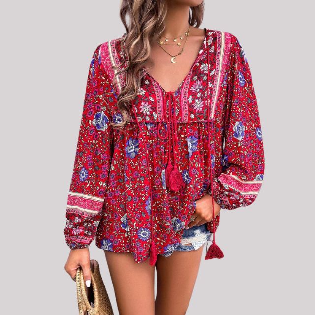 Kara - Blouse bohème élégante avec imprimé paisley charmant pour femmes
