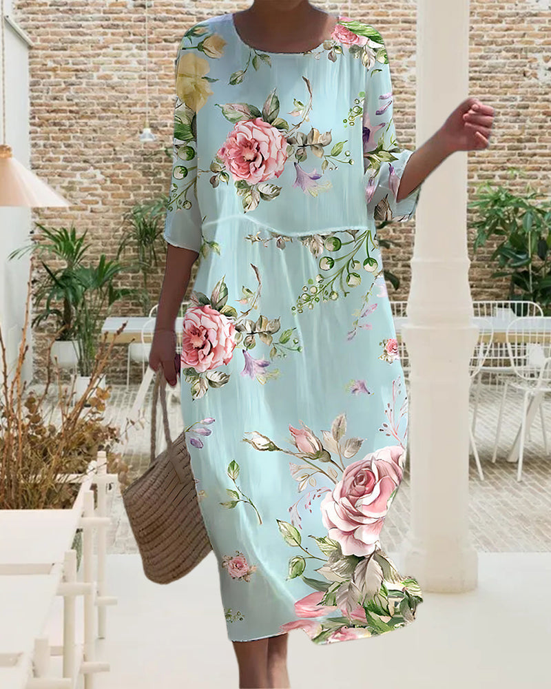Lina™ - Robe fleurie élégante avec couverture du ventre