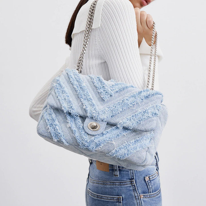 Macy - Sac bandoulière en denim bleu clair élégant pour dames