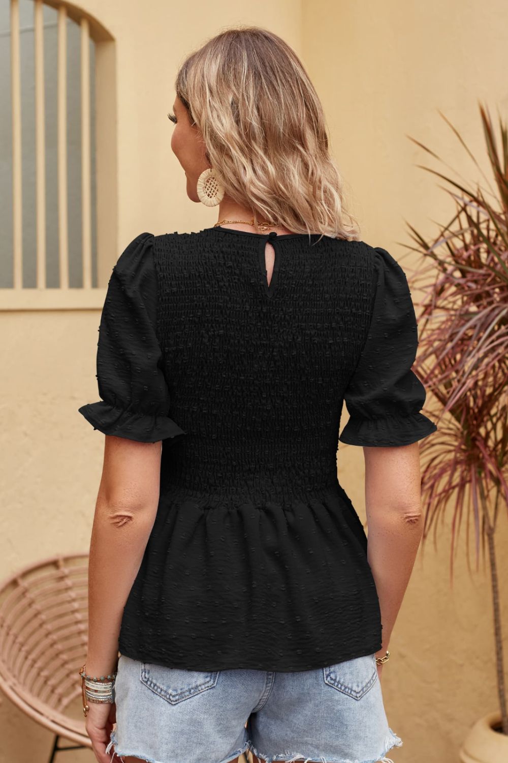 Rosa - Elegante kurzärmelige Bluse für Frauen