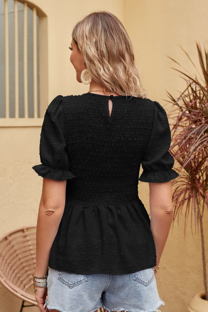 Rosa - Elegante kurzärmelige Bluse für Frauen