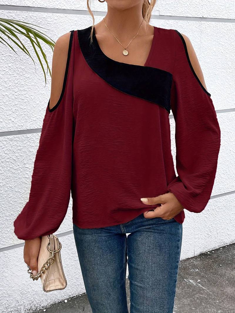 Chemise cristalline chic et colorée avec encolure carrée élégante et manches longues