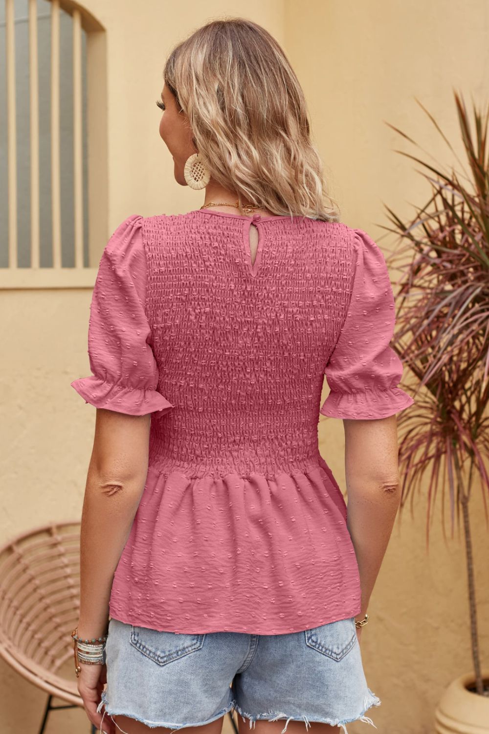 Rosa - Elegante kurzärmelige Bluse für Frauen