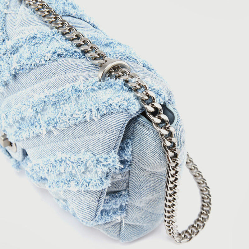 Macy - Sac bandoulière en denim bleu clair élégant pour dames