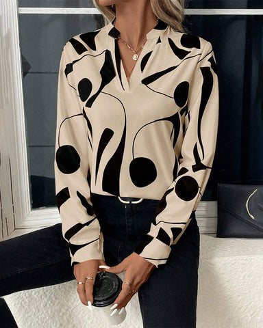 Sarah - Elegant long-sleeve blouse with trendy pattern for women