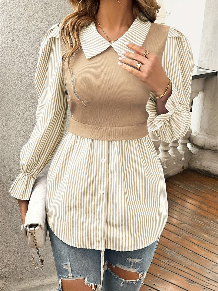 Olivia - Blouse rayée élégante pour femmes en mode printemps et automne stylée