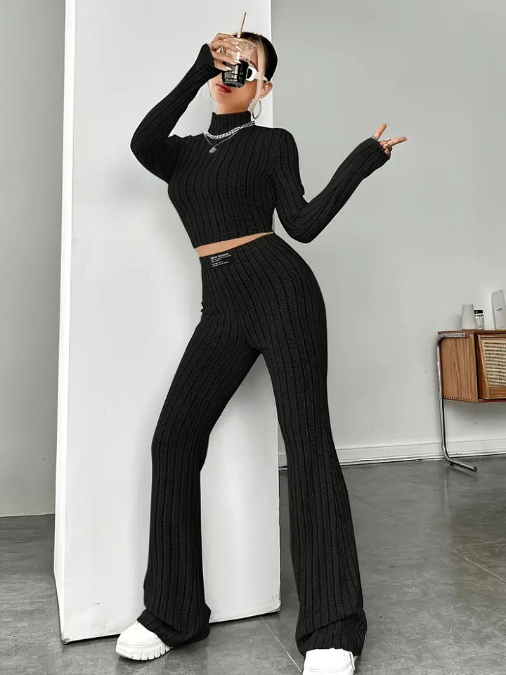 Mabel - Ensemble deux pièces stylé composé d’un haut en maille à manches longues confortable et d’un pantalon élégant