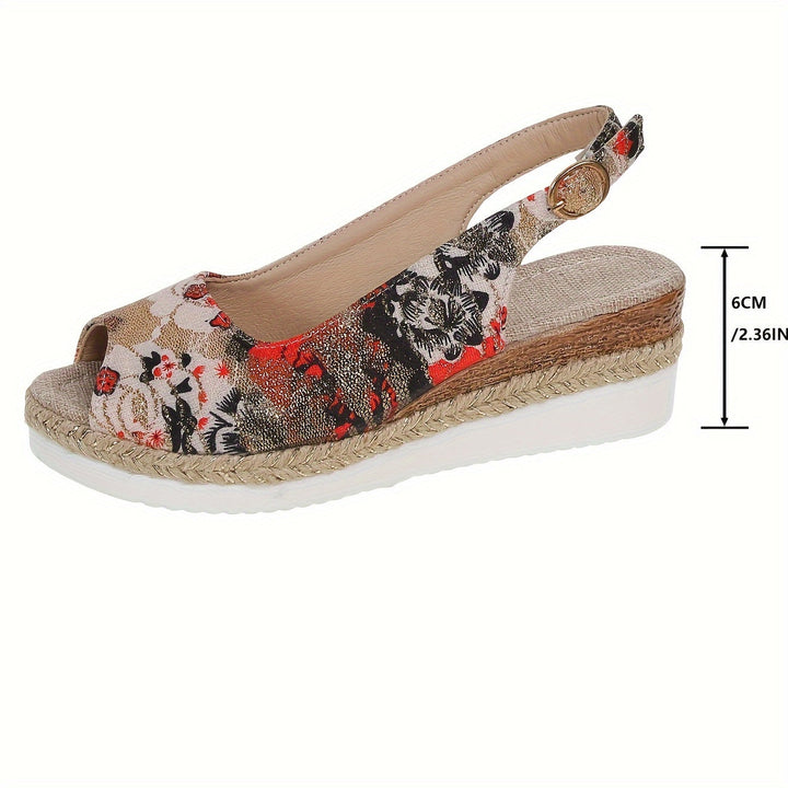 Flora - Stylish and comfortable wedge sandals with beautiful floral pattern for women