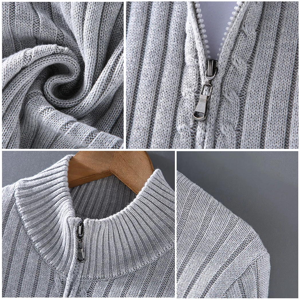 Pierre™ - Herren Cardigan aus Shetland-Wolle mit Reißverschluss