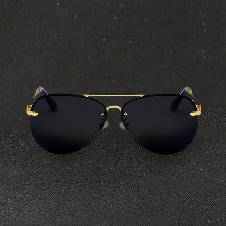 Alec - Stylische schwarze polarisierte Piloten-Sonnenbrille für Männer