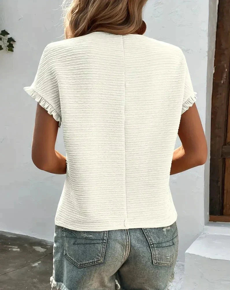 Jinky - Stylish cute T-shirt with crew neck and short sleeves for women