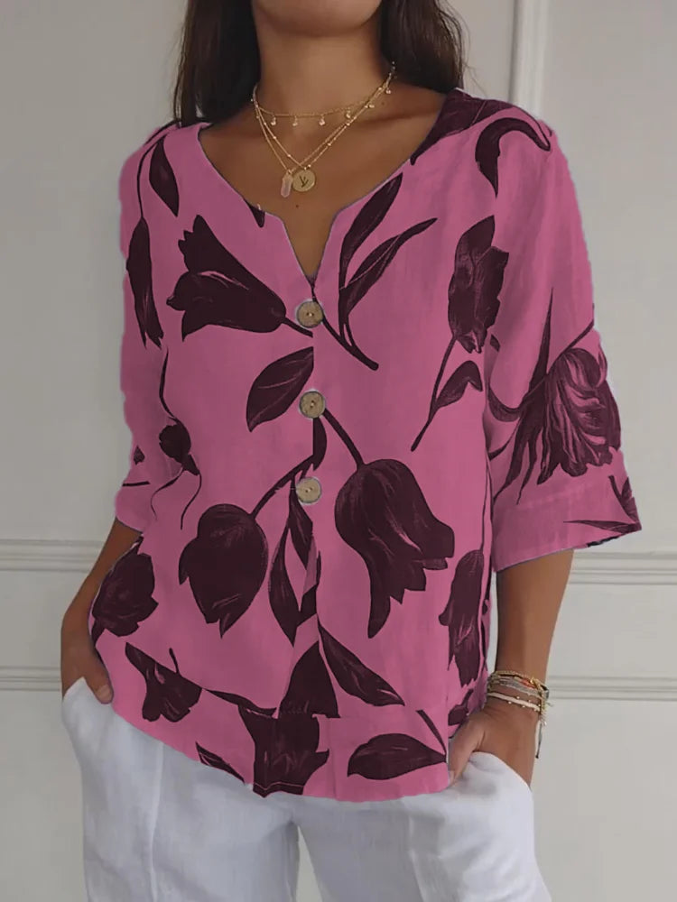 Maica - Trendy Top with V-Neck and Fashionable Oversized Sleeves for Women