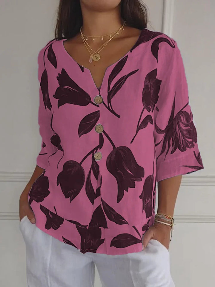 Maica - Trendy Top with V-Neck and Fashionable Oversized Sleeves for Women
